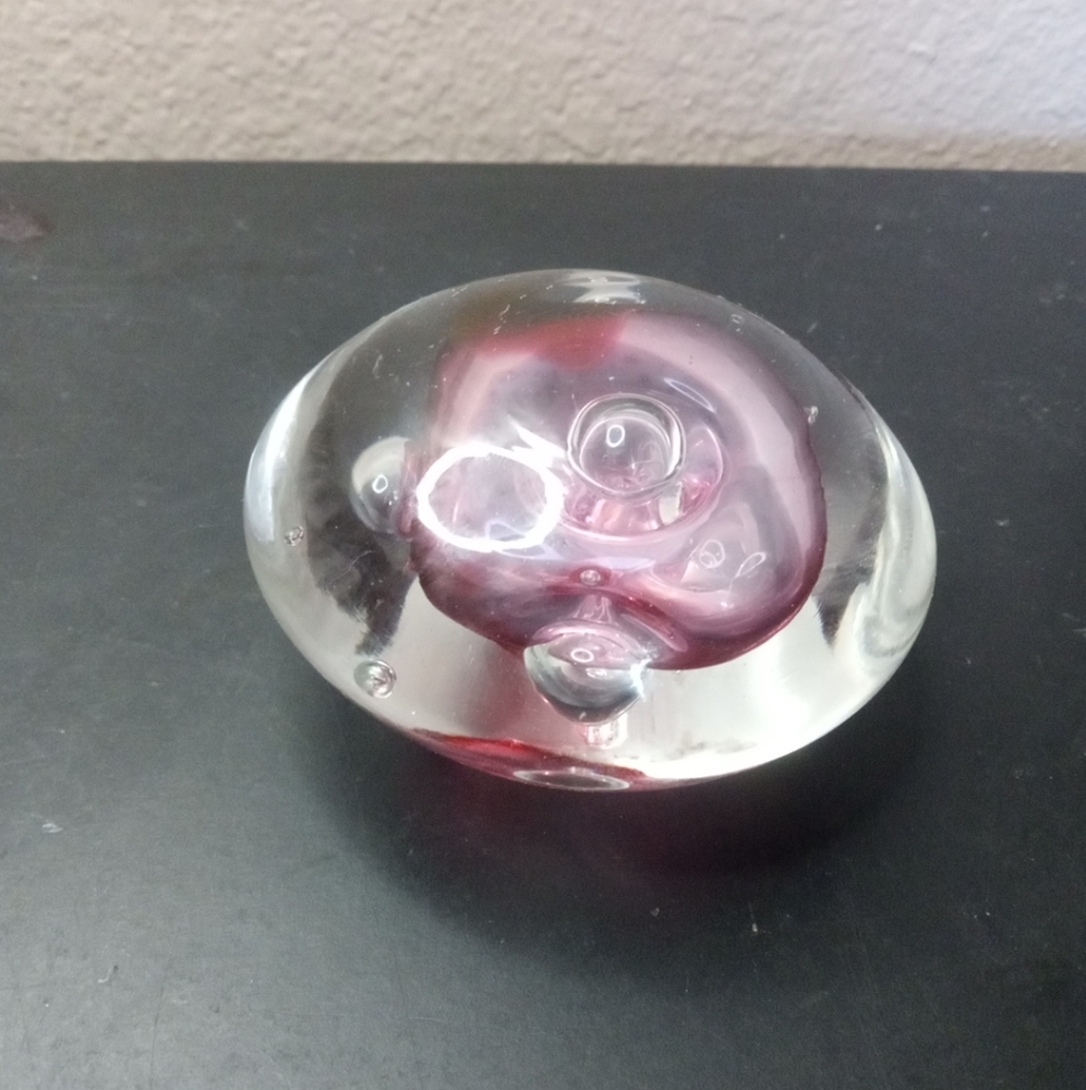 EXQUISITE Signed Rollin Karg 4" Squat Sommerso Paperweight